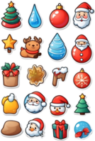 santa claus and christmas icons set  ai generative png