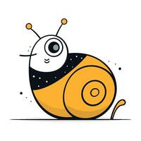 Cute cartoon snail. Vector illustration. Isolated on white background.