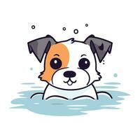 linda perro en el agua. vector ilustración. plano diseño.