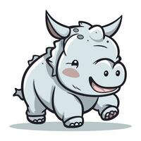 Cute Rhinoceros Cartoon Mascot Character Vector Illustration