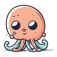 Cute cartoon octopus. Vector illustration. Isolated on white background.