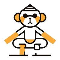 Monkey yoga flat icon. Pictogram for web page. mobile app. promo. Editable stroke. vector
