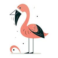 Flamingo bird vector illustration. Cute flamingo character.