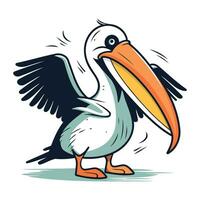 Pelican vector illustration. Cartoon pelican isolated on white background.