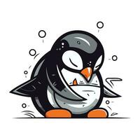 Penguin vector illustration. Cute cartoon penguin character.