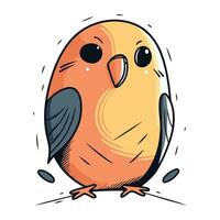 Vector illustration of cute little bird. Isolated on white background.