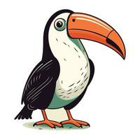 dibujos animados tucán pájaro aislado en blanco antecedentes. vector ilustración.