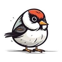 Cartoon bullfinch bird isolated on white background. Vector illustration.