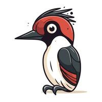 Cartoon woodpecker isolated on white background. Vector illustration.