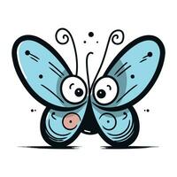 mariposa con ojos y alas en dibujos animados estilo. vector ilustración.