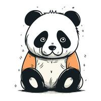 Cute panda sitting. Hand drawn vector illustration on white background.