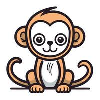 Cute cartoon monkey. Vector illustration isolated on a white background.