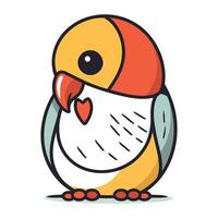 Cute parrot vector illustration isolated on white background. Cute cartoon parrot icon.