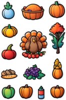 thanksgiving food icons set ai generative png