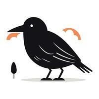Crow on a white background. Vector illustration in flat style.