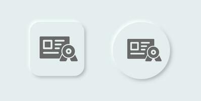 License solid icon in neomorphic design style. Badge signs vector illustration.