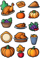 thanksgiving food icons set ai generative png