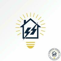 Logo design graphic concept creative abstract premium vector stock sign roof house and thunder light. Related to property installation electric power