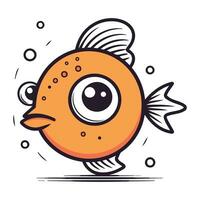 Cute cartoon fish. Vector illustration. Isolated on white background.