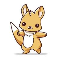 Cute cartoon fox with knife. Vector illustration isolated on white background.