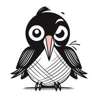 linda dibujos animados negro cuervo aislado en blanco antecedentes. vector ilustración.