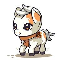 Cute cartoon horse. Vector illustration isolated on a white background.