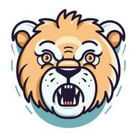 Angry bear head. Vector illustration in cartoon style on white background.