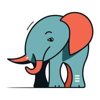 Cute cartoon elephant. Vector illustration in trendy flat line style.