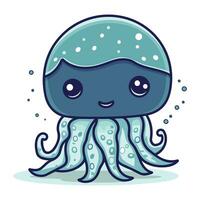 Cute cartoon octopus. Vector illustration of a sea animal.