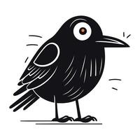 Cute cartoon crow isolated on a white background. Vector illustration.