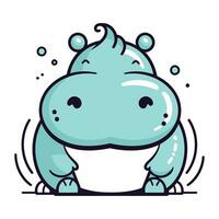 Cute hippo character. Vector illustration in cartoon comic style.