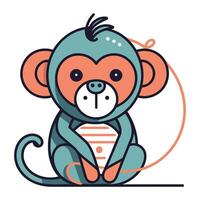 Cute cartoon monkey. Vector illustration of a monkey in a flat style.