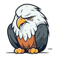 Bald eagle isolated on white background. Cartoon style. Vector illustration.