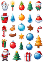 santa claus and christmas icons set  ai generative png