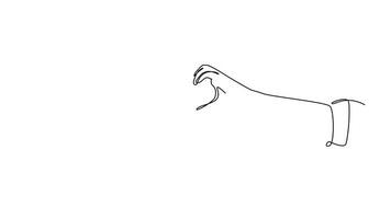Animated self drawing of continuous line draw young happy couple formed heart shaped with their hands as love icon symbol. Romantic love relationship marriage concept. Full length one line animation video