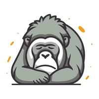 gorila vector ilustración. emoji personaje. plano diseño.