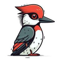 Cartoon Woodpecker isolated on white background. Vector illustration.