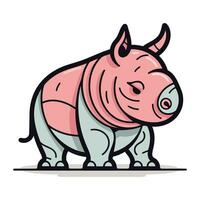 Cartoon rhinoceros. Vector illustration on white background.