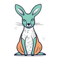 Funny kangaroo. Hand drawn vector illustration in cartoon style.