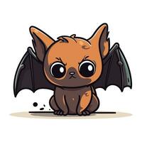 Cute little bat with big eyes. Cartoon character. Vector illustration.