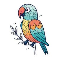 Parrot. Hand drawn vector illustration in doodle style.