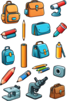 backpack, school bag, school supplies, school bag, school bag icon set ai generative png