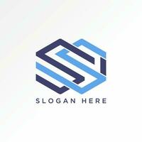 Logo design graphic concept creative abstract premium vector stock sign unique letter initial SSI font on line 2 hexagons. Related monogram typography