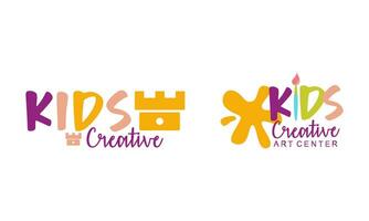 niños creativo y Ciencias clase modelo promocional logo vector