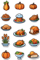 thanksgiving food icons set ai generative png