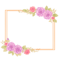 Flower border frame for invitation PNG transparent background Ai Generative