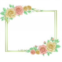 Flower border frame for invitation PNG transparent background Ai Generative