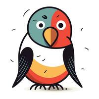 Cute cartoon parrot. Vector illustration. Isolated on white background.