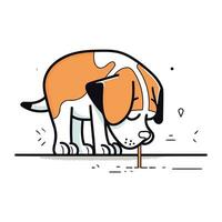 Cute cartoon dog with stick. Vector illustration for your design.