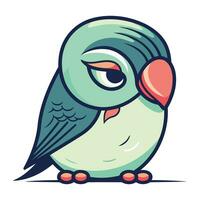 Cute cartoon parrot. Vector illustration isolated on white background.